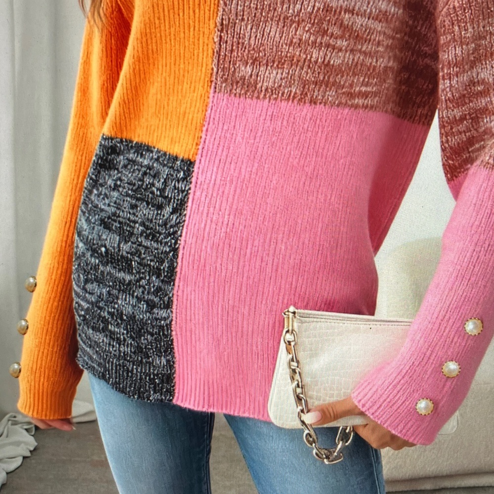 Colorblock V-Neck Sweater - Picture 3 of 6